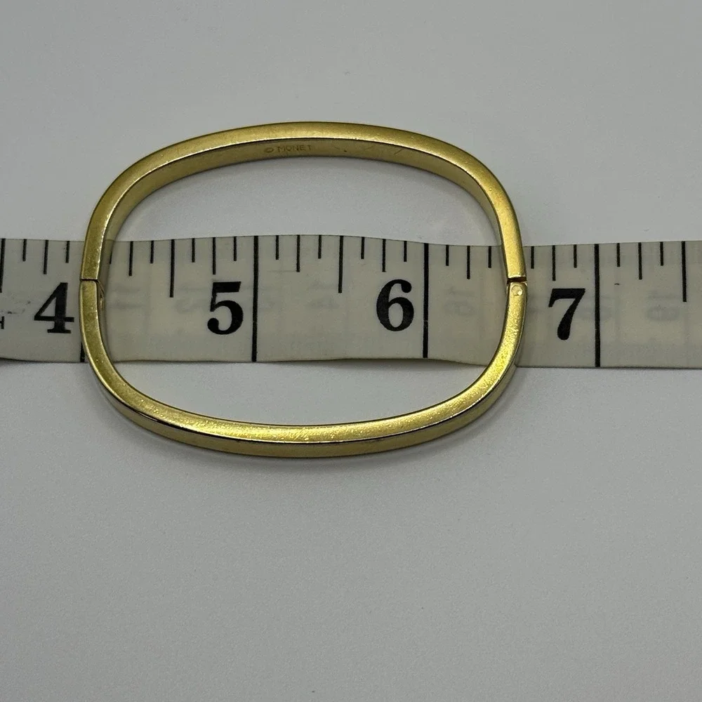 Monet Hinged Bangle Bracelet Slim Stackable Gold Tone Estate